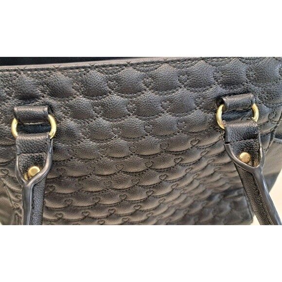 Betsey Johnson Quilted Satchel Black Bag - Picture 7 of 15